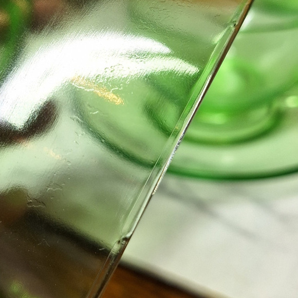 Vintage Uranium depression vaseline glass 4 sets teacups & plates UV glowing lot - Picture 5 of 10